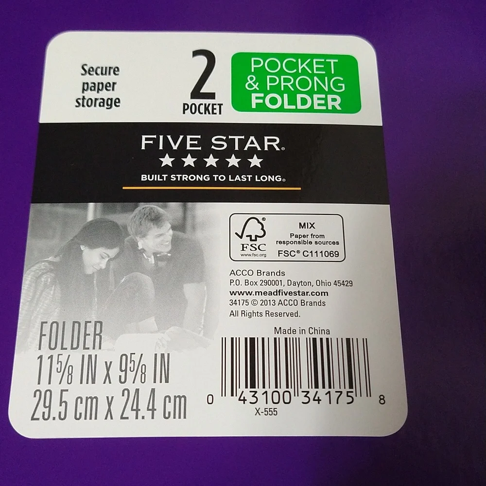 ✨10/$10✨ ~ Mead Five Star Paper Pocket & Prong Folder
